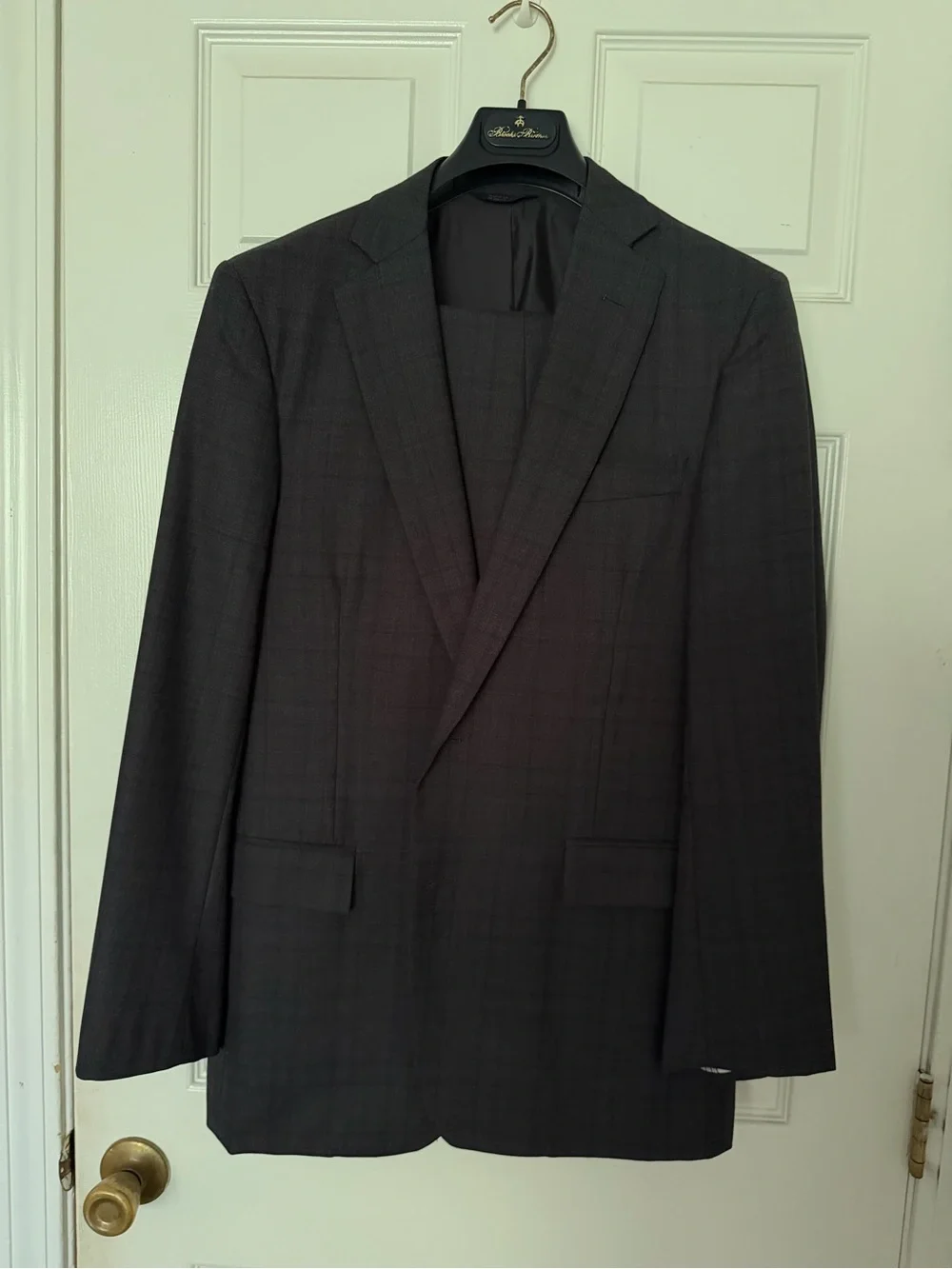 Brooks Brothers Men’s Grey Plaid Suit w/Blue Windowpane